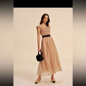 Polka Dot Cap Sleeve Maxi Dress